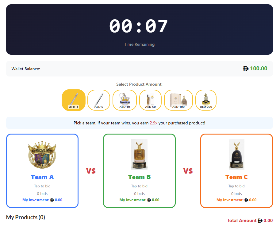 Timer and Product Selection